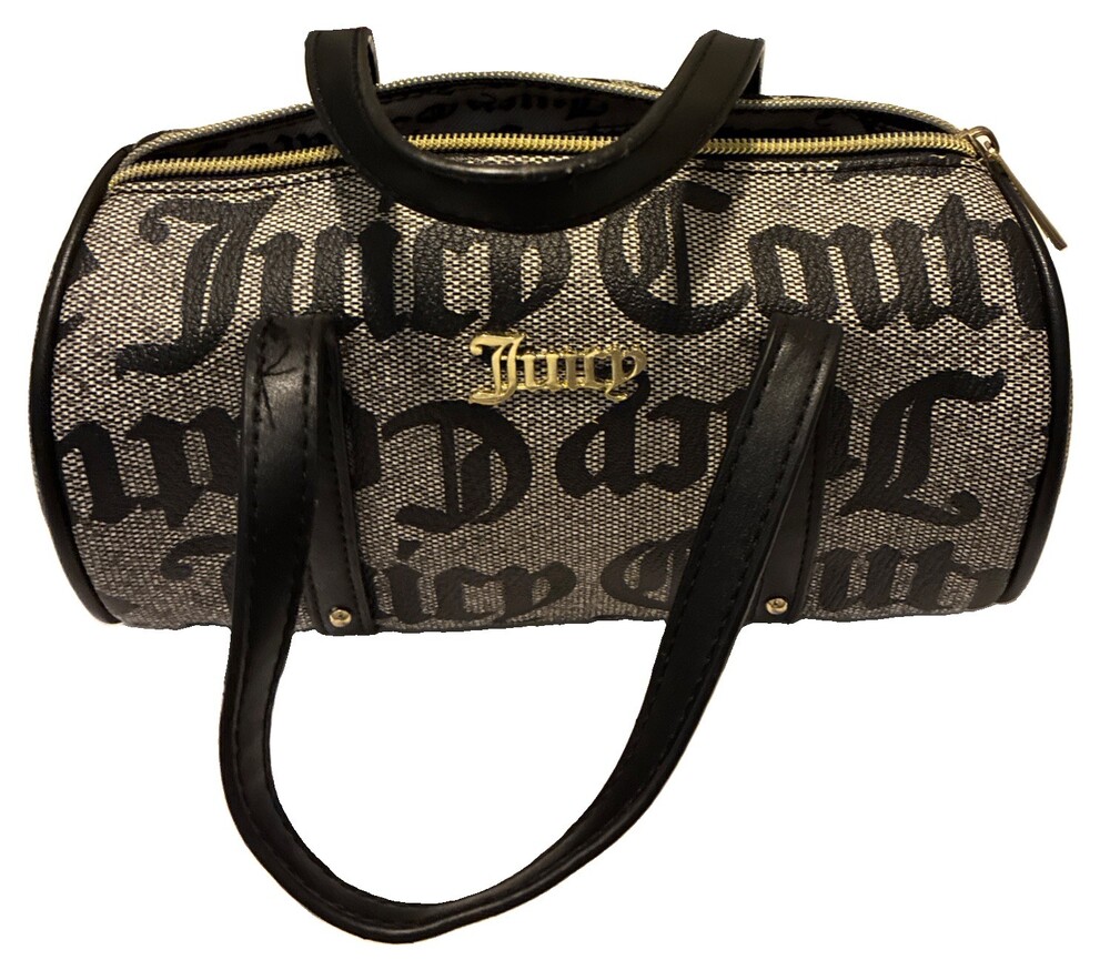 Y2K Juicy Couture Viral Mini Barrel black/ gray bag w/ Gold Studs Purse